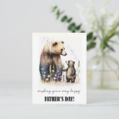 Gelukkig Vaderdag. Schilderen van Beren Waterverf Briefkaart (Staand voorkant)