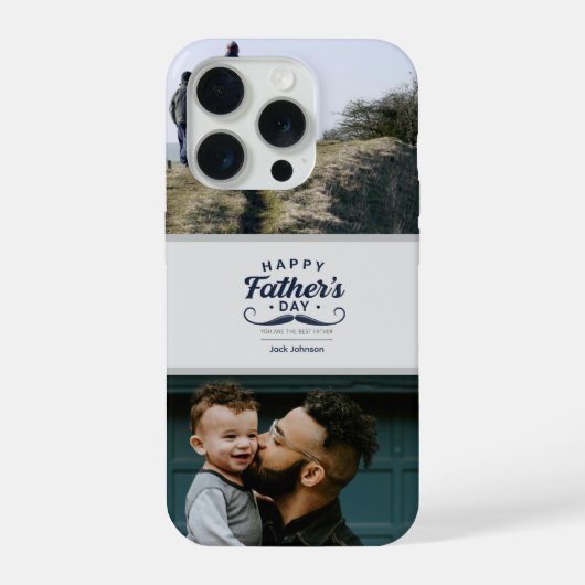 Gelukkig Vaderdag Snor Tribute Design iPhone Hoesje (Achterkant)