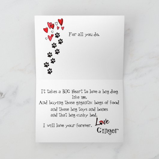 Gelukkig Vaderdag van uw Great dane Kaart (Binnen)