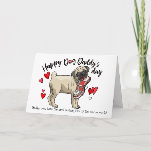 Gelukkig Vaderdag van uw Pug Hond Kaart (Voorkant)