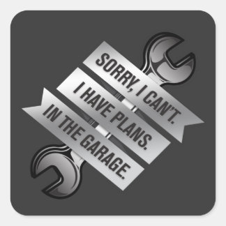 Gelukkig Vaderdag voor papa die in de Garage werkt Vierkante Sticker