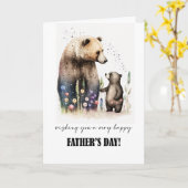 Gelukkig Vaderdag. Waterverf Kute Beren schilderen Kaart (Gele Bloem)