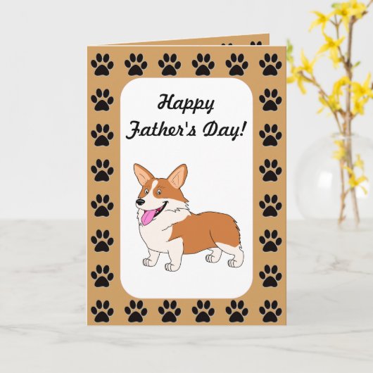 Gelukkig Vaderdag Welse Corgi Kaart (Gele Bloem)