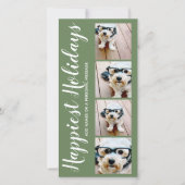 Gelukkig Vakantie 4 Foto Collage kerstgroen Feestdagenkaart (Voorkant)