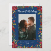 Gelukkig Vakantie Botanische Poinsettia Kerstmis Feestdagenkaart (Voorkant)