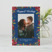 Gelukkig Vakantie Botanische Poinsettia Kerstmis Feestdagenkaart (Staand voorkant)