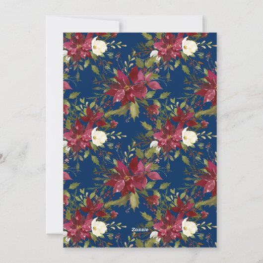 Gelukkig Vakantie Botanische Poinsettia Kerstmis Feestdagenkaart (Achterkant)