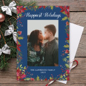 Gelukkig Vakantie Botanische Poinsettia Kerstmis Feestdagenkaart