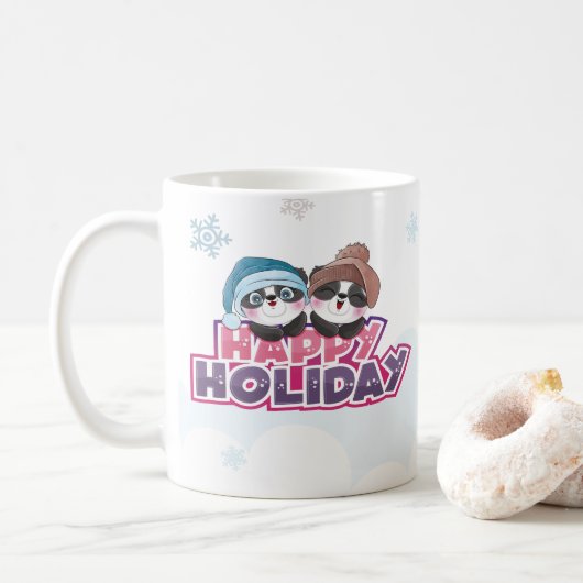 Gelukkig vakantie Cute Panda Mok (Met donut)