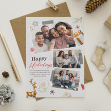 Gelukkig Vakantie Familie Drie Foto Collage Kaart