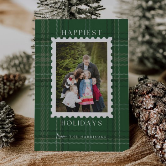 Gelukkig vakantie geruit Kerstmis Foto Kaart