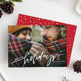 Gelukkig Vakantie Handlettering Script Overlay Fot Feestdagenkaart