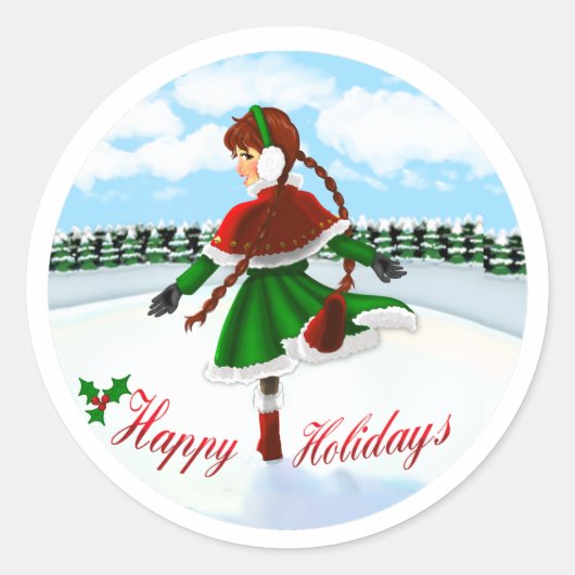 Gelukkig Vakantie Meisje Sticker (Voorkant)
