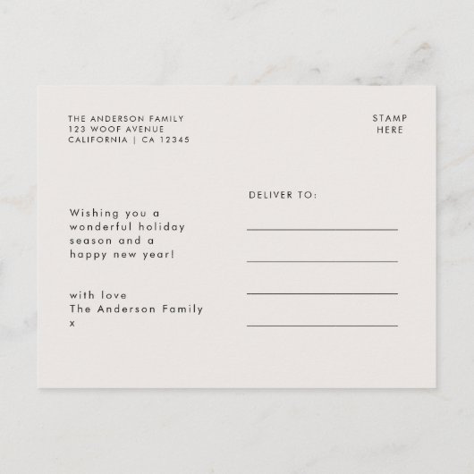 Gelukkig vakantie | Minimaal kerstfeest met honden Feestdagenkaart (Achterkant)