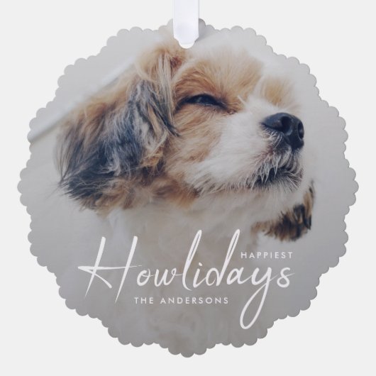 Gelukkig vakantie | Minimaal kerstfeest met honden Ornament Kaart (Voorkant)