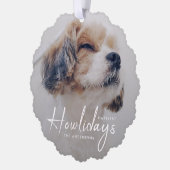 Gelukkig vakantie | Minimaal kerstfeest met honden Ornament Kaart (Links)