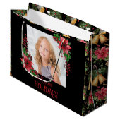 Gelukkig Vakantie Poinsettia Kerstmis Groot Cadeauzakje (Voorkant Gekanteld)