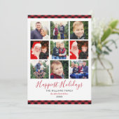 Gelukkig Vakantie Rood Geplakt Foto Collage Feestdagenkaart (Staand voorkant)
