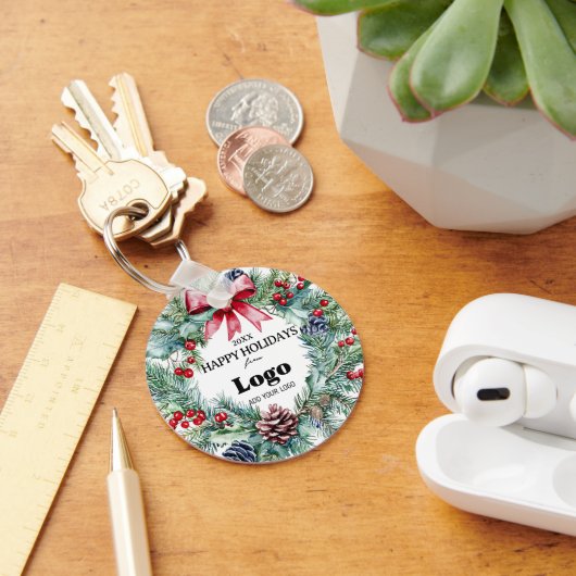 Gelukkig Vakantie Wreath Boog Logo Cadeau Voor Kla Sleutelhanger (Bureau)