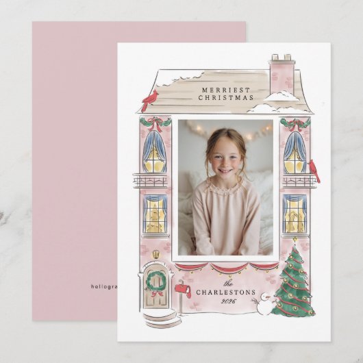 gelukkig vakantiehuis frame wenskaart feestdagenkaart (Voorkant / Achterkant)