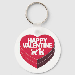 Gelukkig Valentijn, Doos Chocs & Zachte Silhouet Sleutelhanger