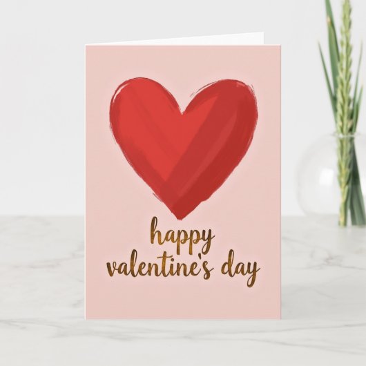 Gelukkig Valentijn Rood Hart Kaart (Voorkant)