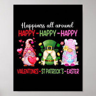 Gelukkig Valentijn St Patrick Pasen Kabouter Geluk Poster