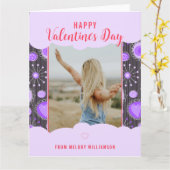 Gelukkig Valentijn Wispelturige Paarse hart bloem  Kaart (Gele Bloem)