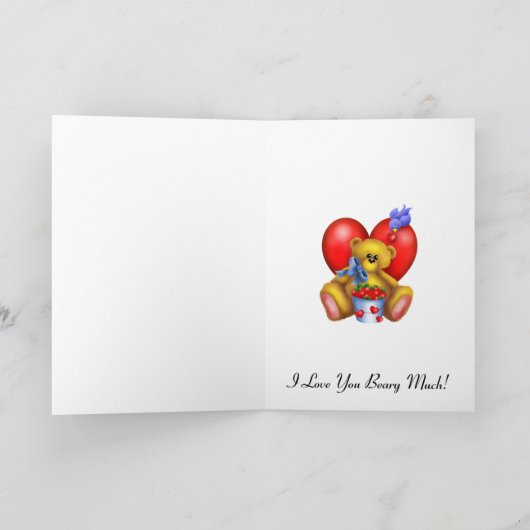 Gelukkig Valentijns Beer 1 van het Hart Feestdagen Kaart (Binnen)