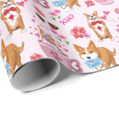 Gelukkig Valentijns Corgi-dagpatroon Cadeaupapier (Rol Hoek)