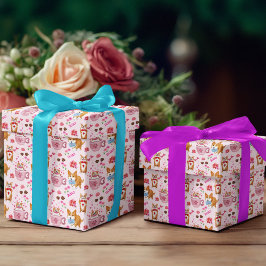Gelukkig Valentijns Corgi-dagpatroon Inpakpapier Vel