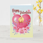 Gelukkig Valentijns, een liefdesvogelverhaal.. Kaart (Gele Bloem)