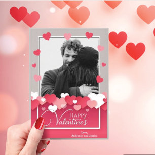 Gelukkig Valentijns Foto Rode Roze Harten Acryl Uitnodigingen