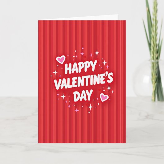 Gelukkig Valentijns Gestreept Glitter Kaart (Voorkant)