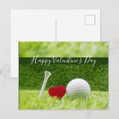 Gelukkig Valentijns golfer met liefde en golfbal Briefkaart (Voorkant / Achterkant)