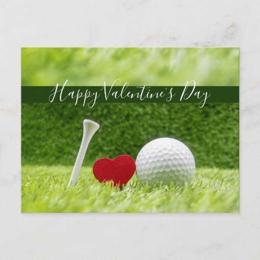 Gelukkig Valentijns golfer met liefde en golfbal Briefkaart (Voorkant)
