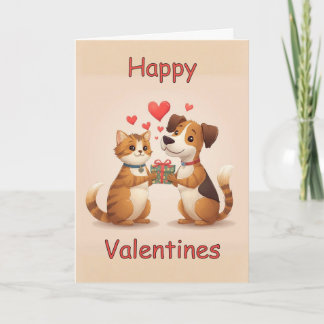 Gelukkig Valentijns Kat & Hond ontwerp Kaart