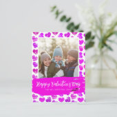 Gelukkig Valentijns Modern Paars Roze Hart Foto Feestdagenkaart (Staand voorkant)