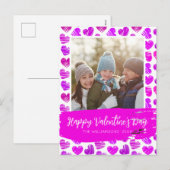 Gelukkig Valentijns Modern Paars Roze Hart Foto Feestdagenkaart (Voorkant / Achterkant)