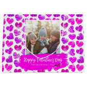 Gelukkig Valentijns Modern Paars Roze Hart Foto Groot Cadeauzakje (Voorkant)