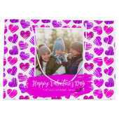 Gelukkig Valentijns Modern Paars Roze Hart Foto Groot Cadeauzakje (Achterkant)