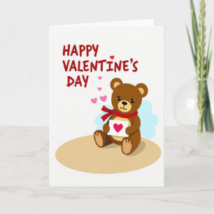 Gelukkig Valentijnsbeer Hartkaart Kaart