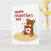 Gelukkig Valentijnsbeer Hartkaart Kaart (Gele Bloem)