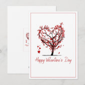 gelukkig - valentijnsboomje in de vorm van een roo feestdagenkaart (Voorkant / Achterkant)