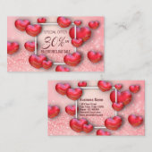 Gelukkig Valentijnsdag 3D Red Hearts Glitter Kortingskaartje (Voorkant / Achterkant)