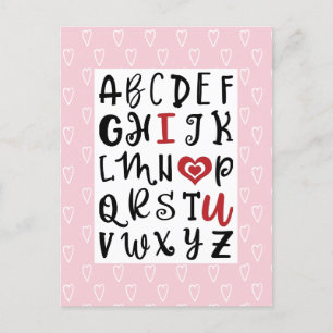 Gelukkig Valentijnsdag   Alphabet I ❤ U Romantic Feestdagenkaart