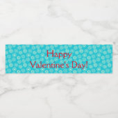 Gelukkig Valentijnsdag | Aqua en witte harten Waterfles Etiket (Enkel label)