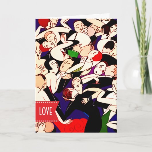 Gelukkig Valentijnsdag Art Deco Feestdagen Kaart (Voorkant)