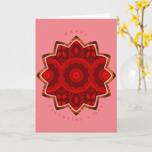 Gelukkig Valentijnsdag Art Deco Wenskaart Kaart (Gele Bloem)