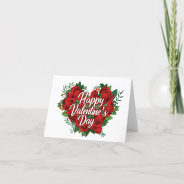Gelukkig Valentijnsdag Bloem Rozen Hart Kaart